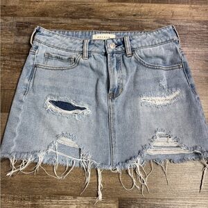 PacSun Distressed Denim Mini Skirt Size 26 Raw Hem Festival Y2K